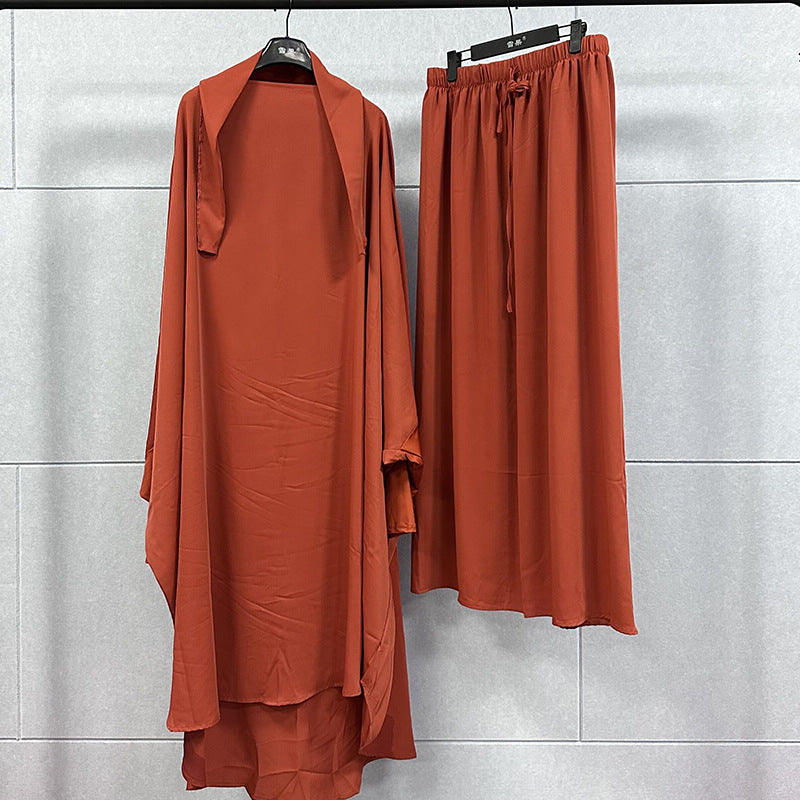 Women's Wear Two-piece Long Dress/robe Solid Color Dresses