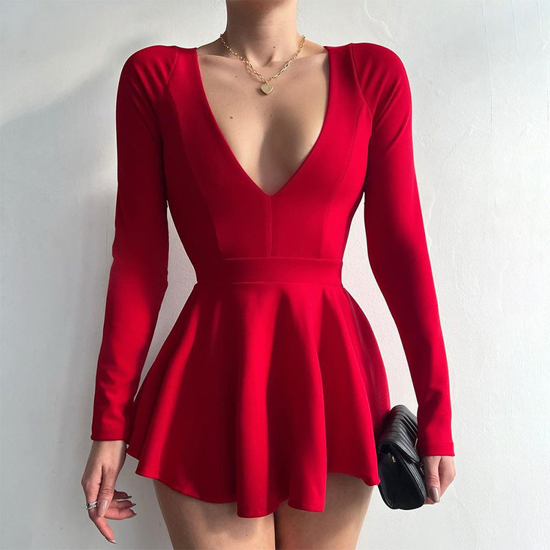 Women's Color And Pullover Hollow Sexy Hot Dresses