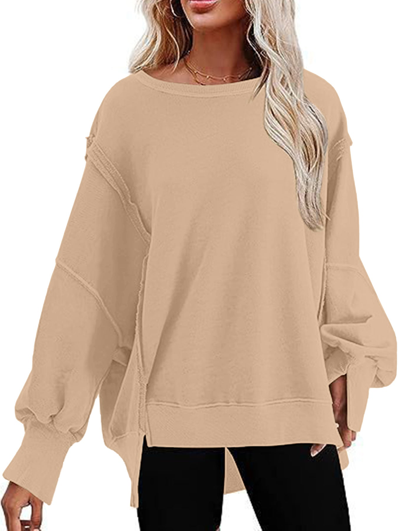 Women's Autumn Solid Color Pullover Round Neck Blouses