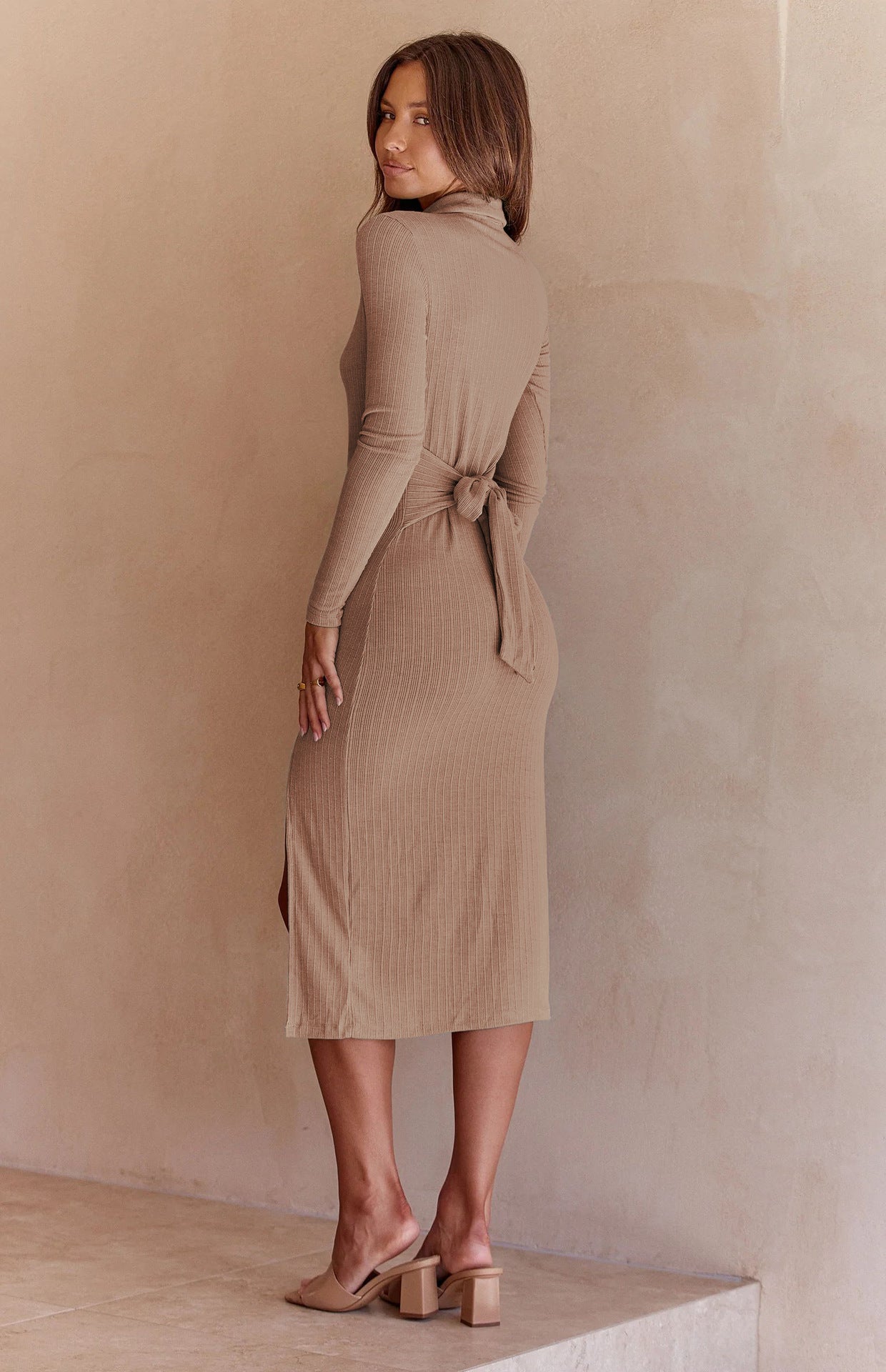Sleeve Fashion Slim Fit Slimming Temperament Midi Dresses