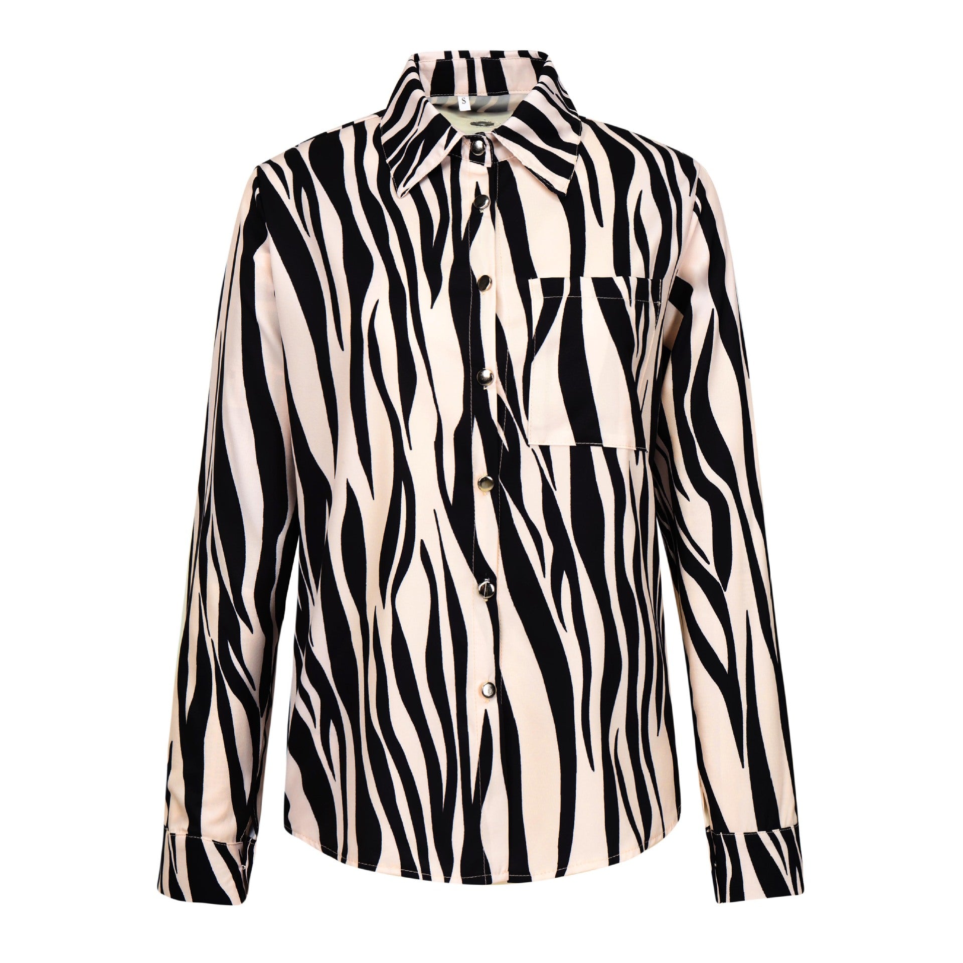 Women's Long-sleeved Striped Printed Single-breasted Shirt With Blouses