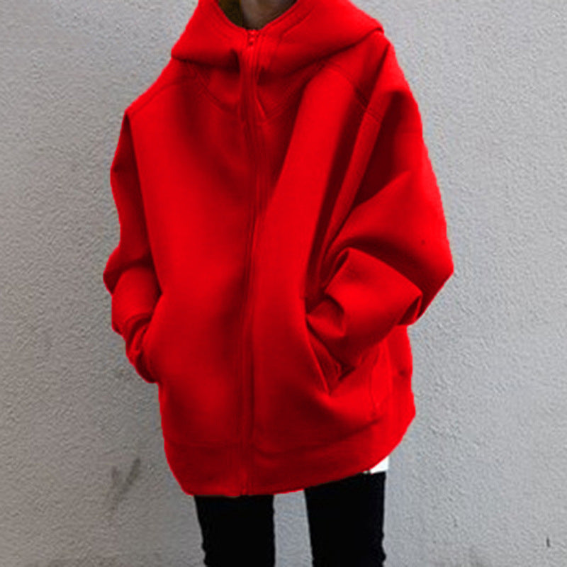 Personality Street Zipper Hooded Long Lining Sweaters