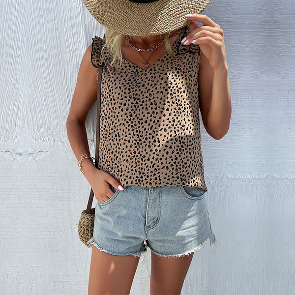 Women's Sleeveless Leopard Print Camisole Top, Wear Tops