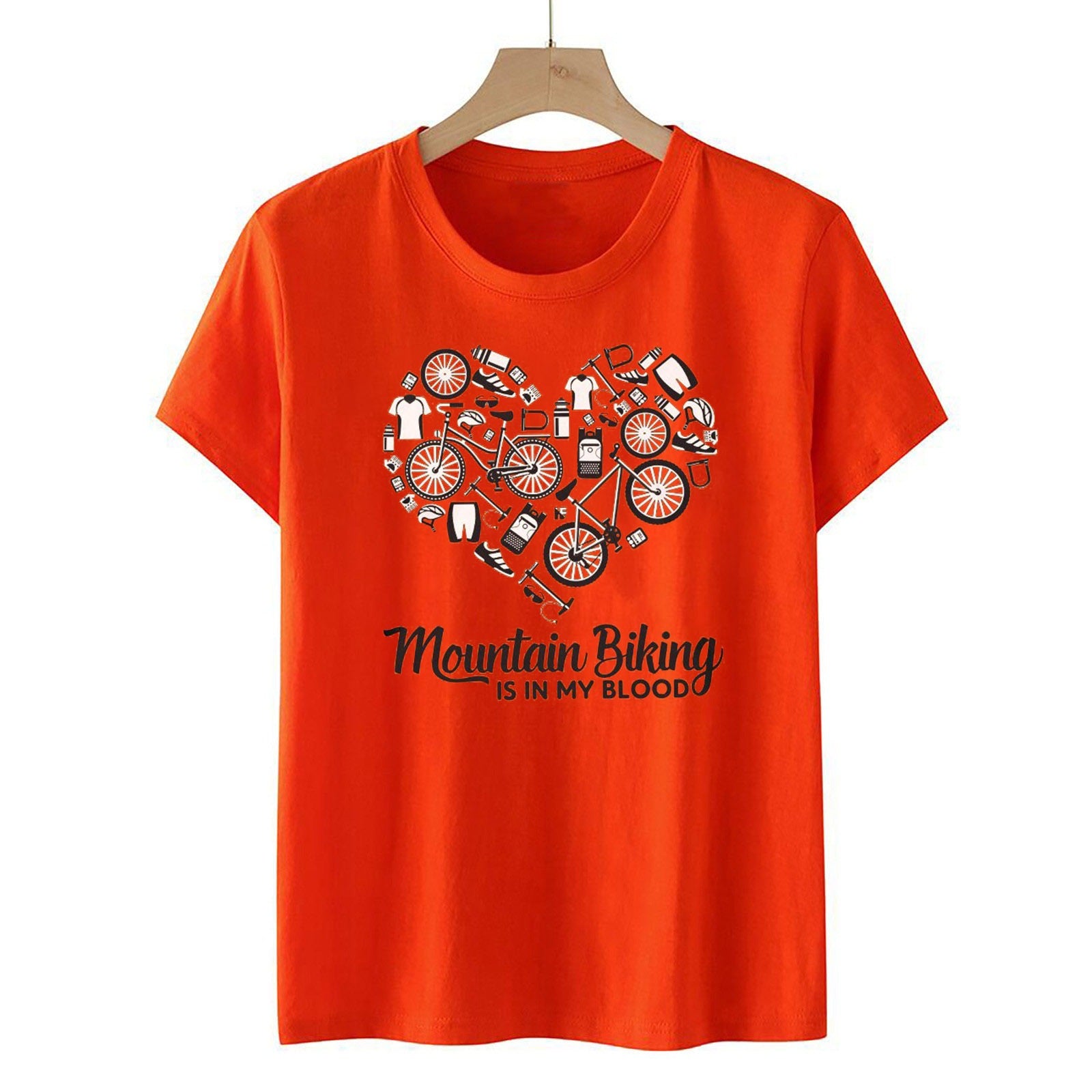 Orange T-shirt European Every Very Important Palm Blouses