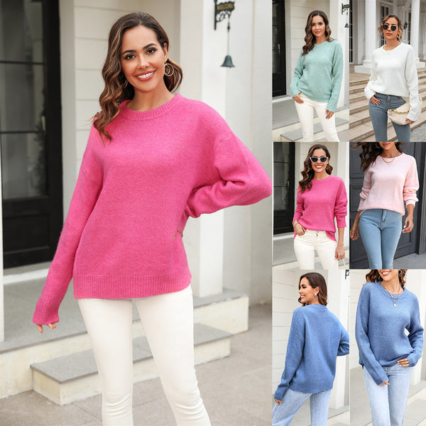 Simple Pure Color Pullover Bottoming Shirt Sweaters