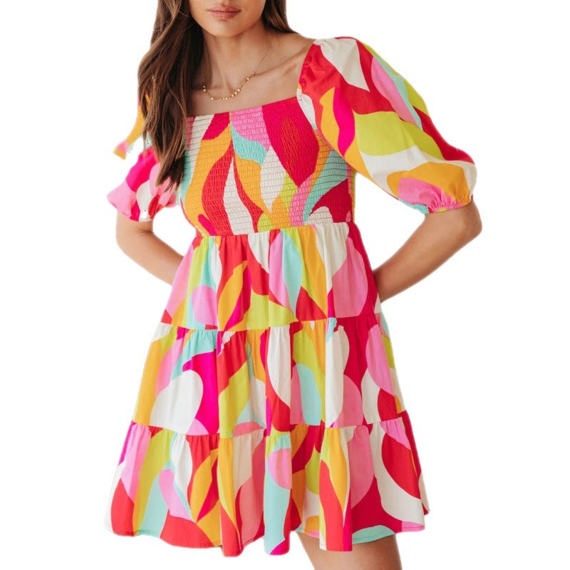 Pullover Geometric Pattern Sweet Lady Loose Dresses