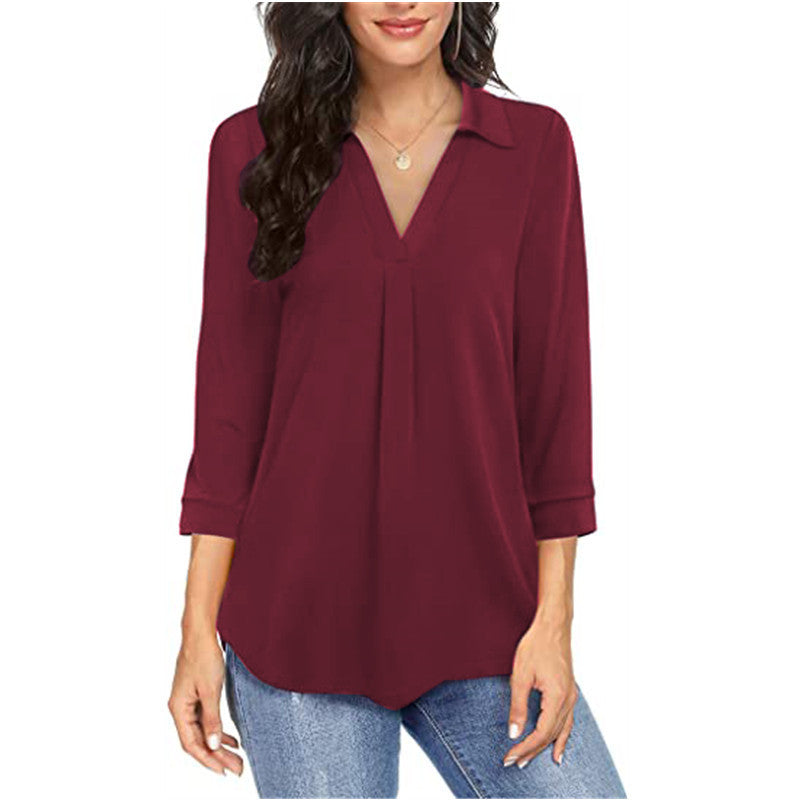 Women's Elegant Chiffon Pullover Loose Sleeves Shirt Blouses