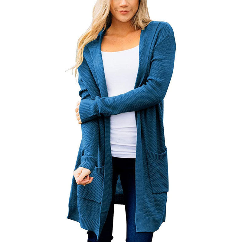 Women's Solid Color Long Sleeve Front Hooded Coats