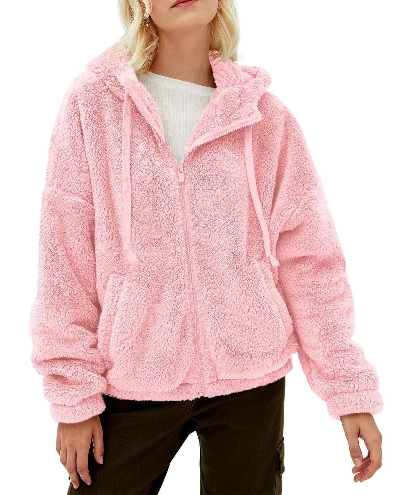 Women's Long Sleeve Zipper Casual Loose Hooded Sweaters