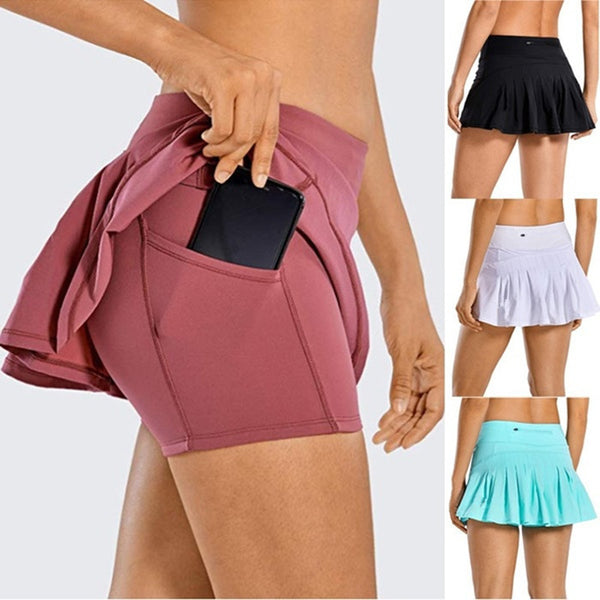 Culotte de sport pour femme avec poche arrière plissée et taille mi-haute