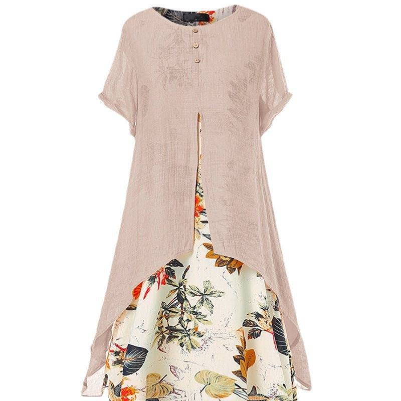 Women's Dress Elegant Cotton And Linen Floral Dresses