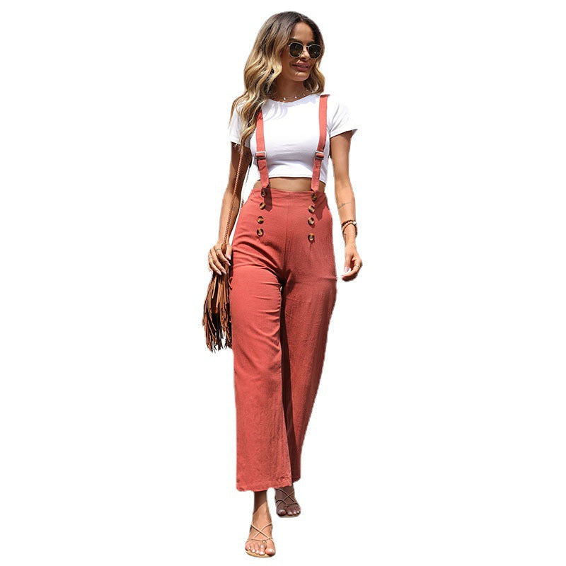Women's Summer Solid Color Loose Linen Straight Pants