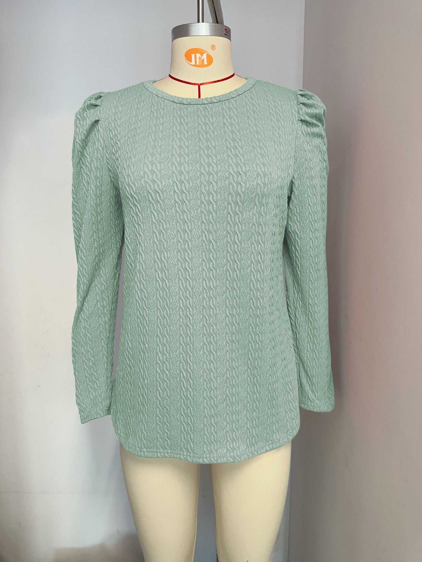 Women's Sleeve Knitted Jacquard Solid Color Long Blouses