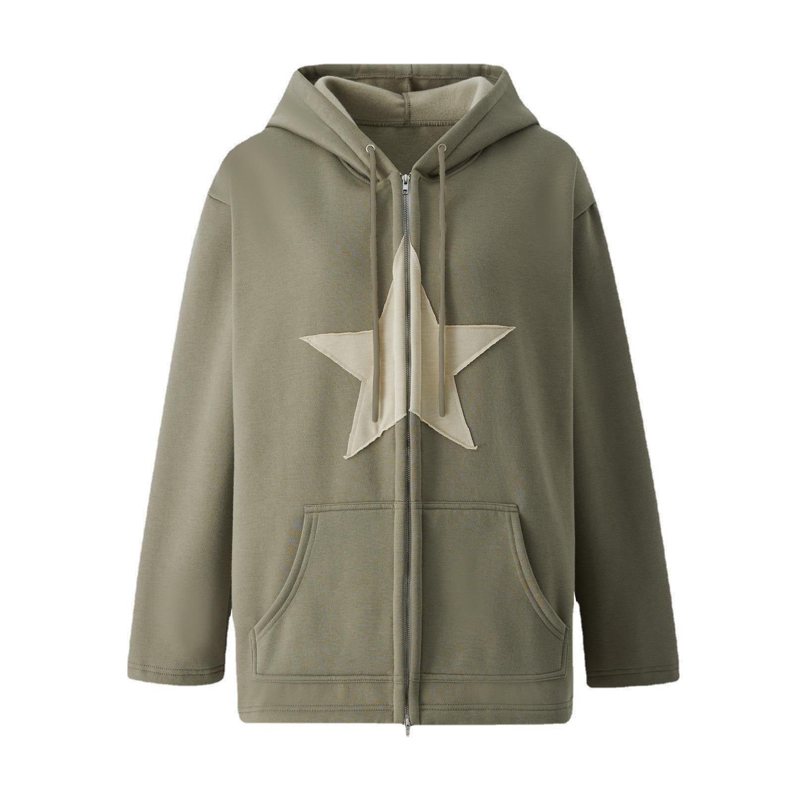 Women's Early Autumn Fleece-lined Five-pointed Star Color Collision Design Casual Sweaters