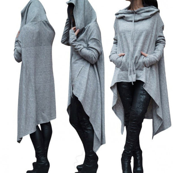 Innovative Solid Color Long Hooded Sleeve Sweaters