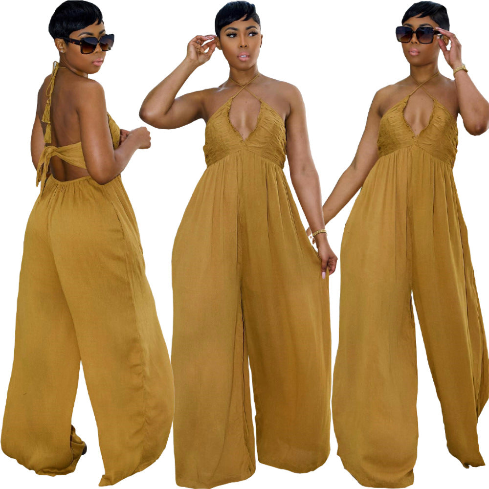 Comfortable Creative Backless Tube Wide Leg Suits
