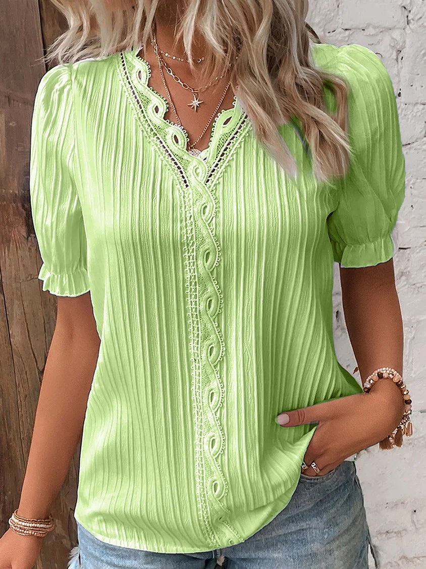 Women's Summer Holiday Fashion Short-sleeved Shirt Blouses