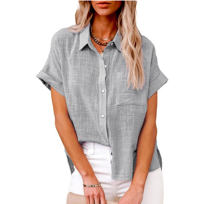 Women's Solid Color Linen Sleeve Loose Blouses