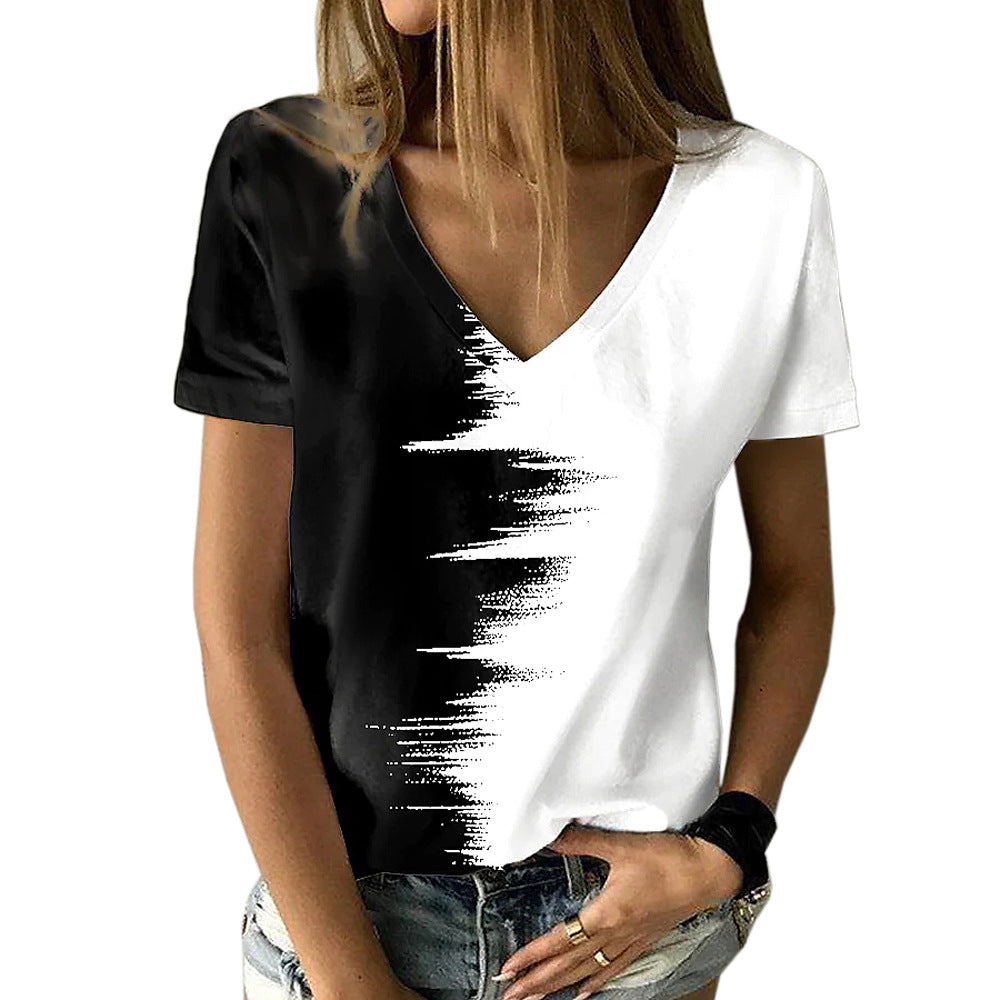 Women's Summer Large Color Shirt V-neck Sleeve Blouses