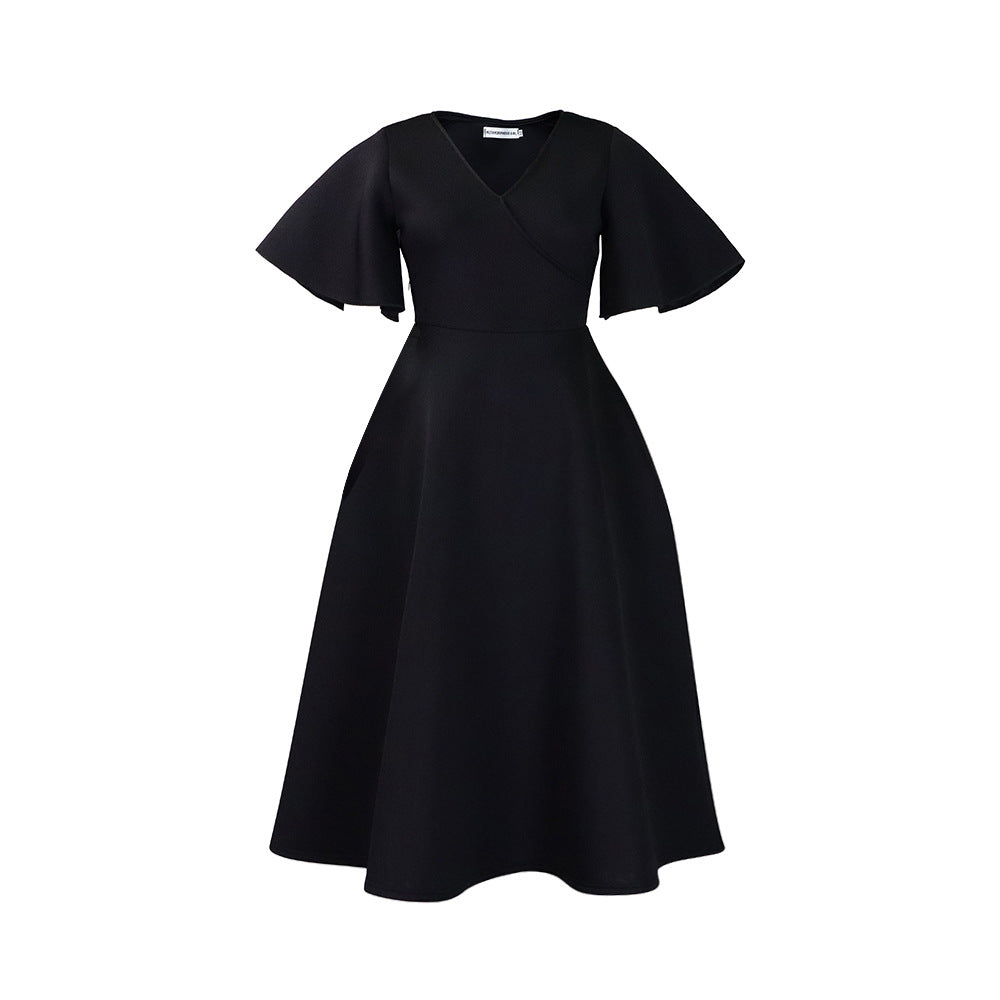 Women's Flared Sleeves V-neck Fashionable Elegant Large Dresses