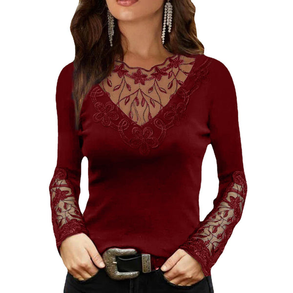 Women's Sexy Deep V Collar Long-sleeved Slim Blouses