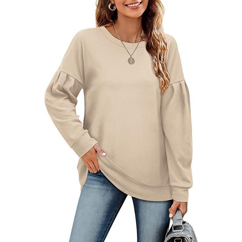 Women's Solid Color Hoodie Round Neck Stitching Sweaters