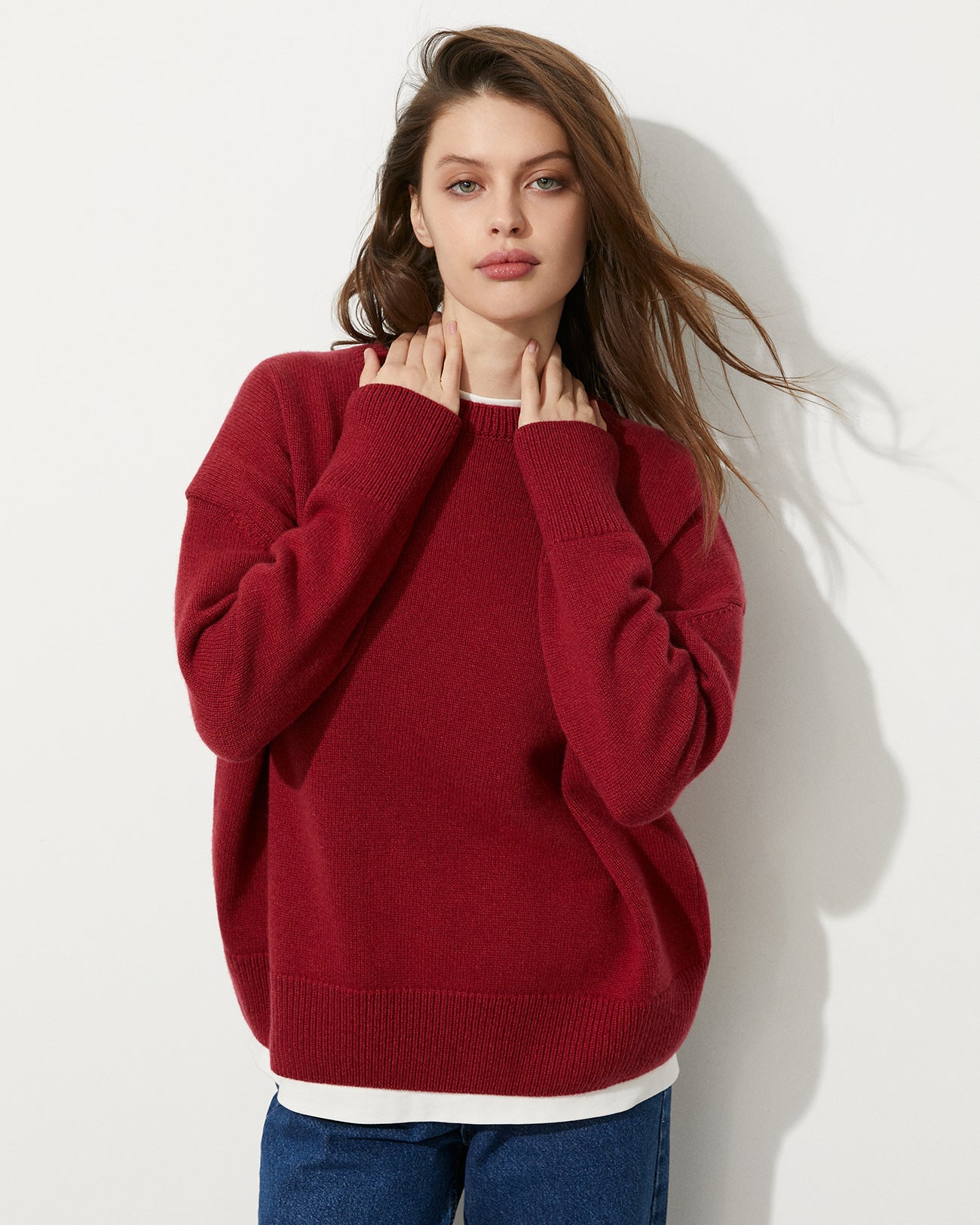 Damen-Pullover mit russischem Rundhalsausschnitt, locker für Pullover