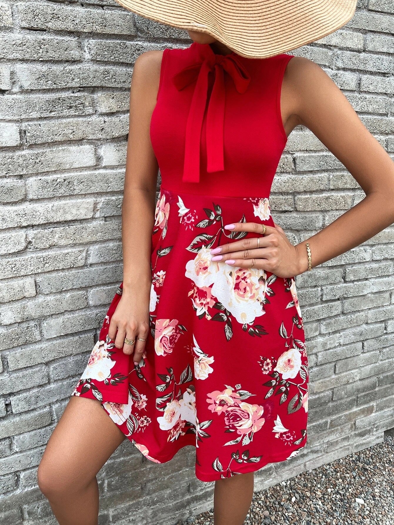 Women's Pretty Summer Printed Bow Tie Dresses