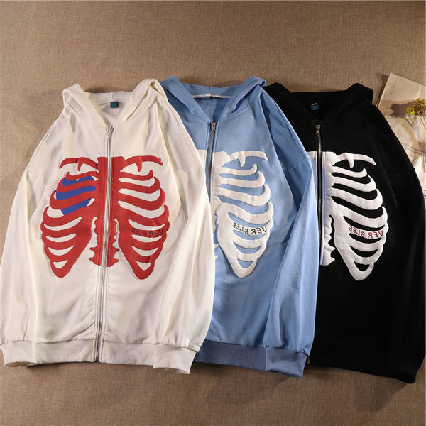 Thickened Fabric Blister Printed Hooded Left Sweaters