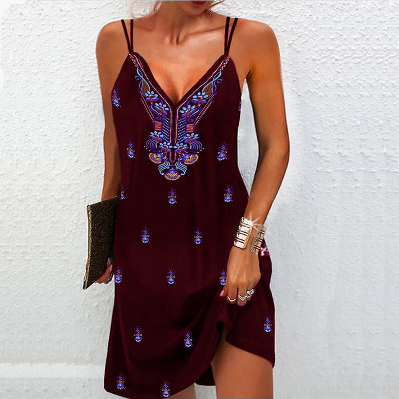 Women's Beautiful Durable Bohemian V-neck Dress Dresses