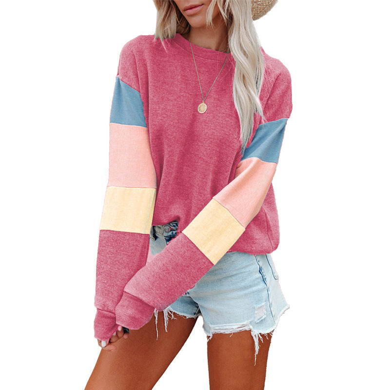 Women's Pullover Round Neck Long Sleeve Color Trendy Sweaters