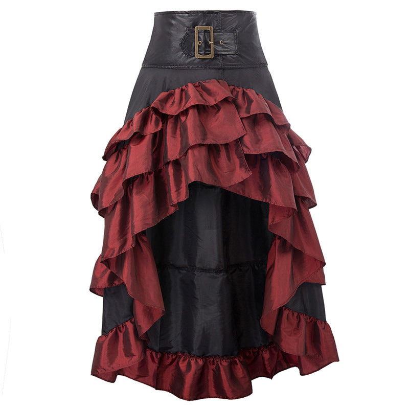 Women's Long Back Irregular Ruffles High Waist Skirts