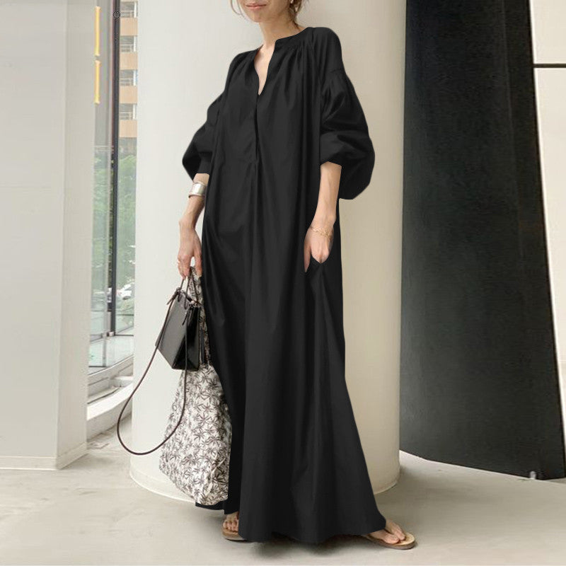 Women's Linen Style Simple Loose Long Dresses