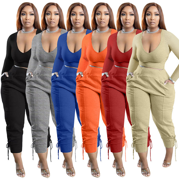 Women's Fashion Sexy Solid Color Trousers Casual Suits