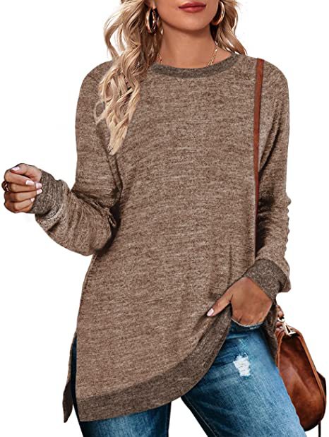 Women's Long Sleeve Round Neck Multicolor Loose Leisure Pullover Tops