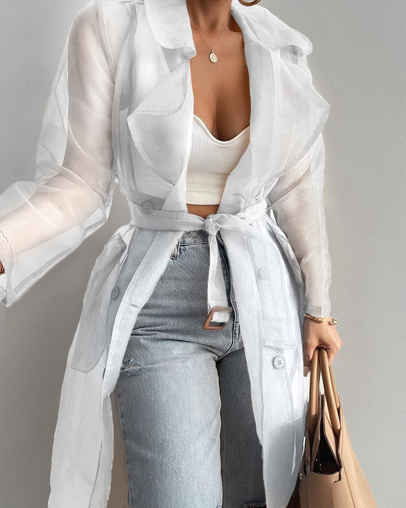 Solid Color Loose Thin Lantern Sleeve Blouses