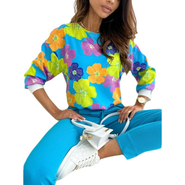 Fashion Creative Slouchy Elegant Six-color Printed Blouses