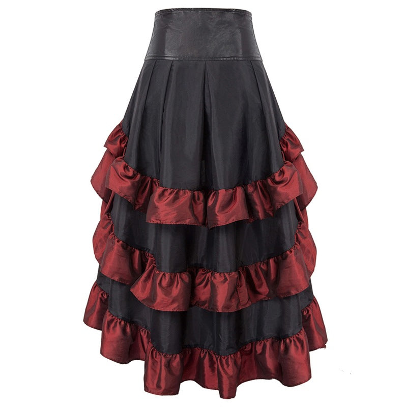 Women's Long Back Irregular Ruffles High Waist Skirts