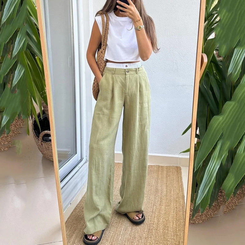 Women's Summer Casual Sleeveless Loose Trousers Two-piece Tops