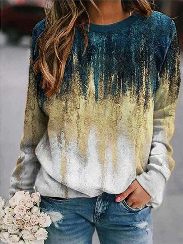 Women's Landscape Flower Floral Print Long Sleeve Sweaters