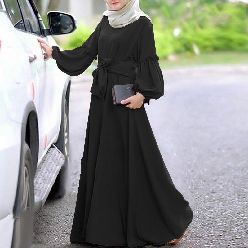 Women's Robe Dress Solid Color Long Sleeve Dresses