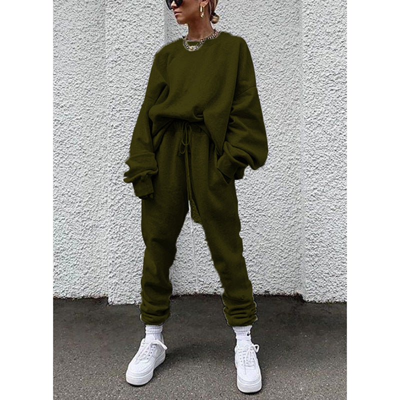 Women's Autumn Solid Color Long Sleeve Trousers Suits