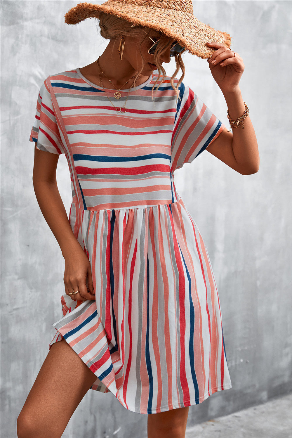 Stylish Women's Classic Striped Printed Dress Skirts