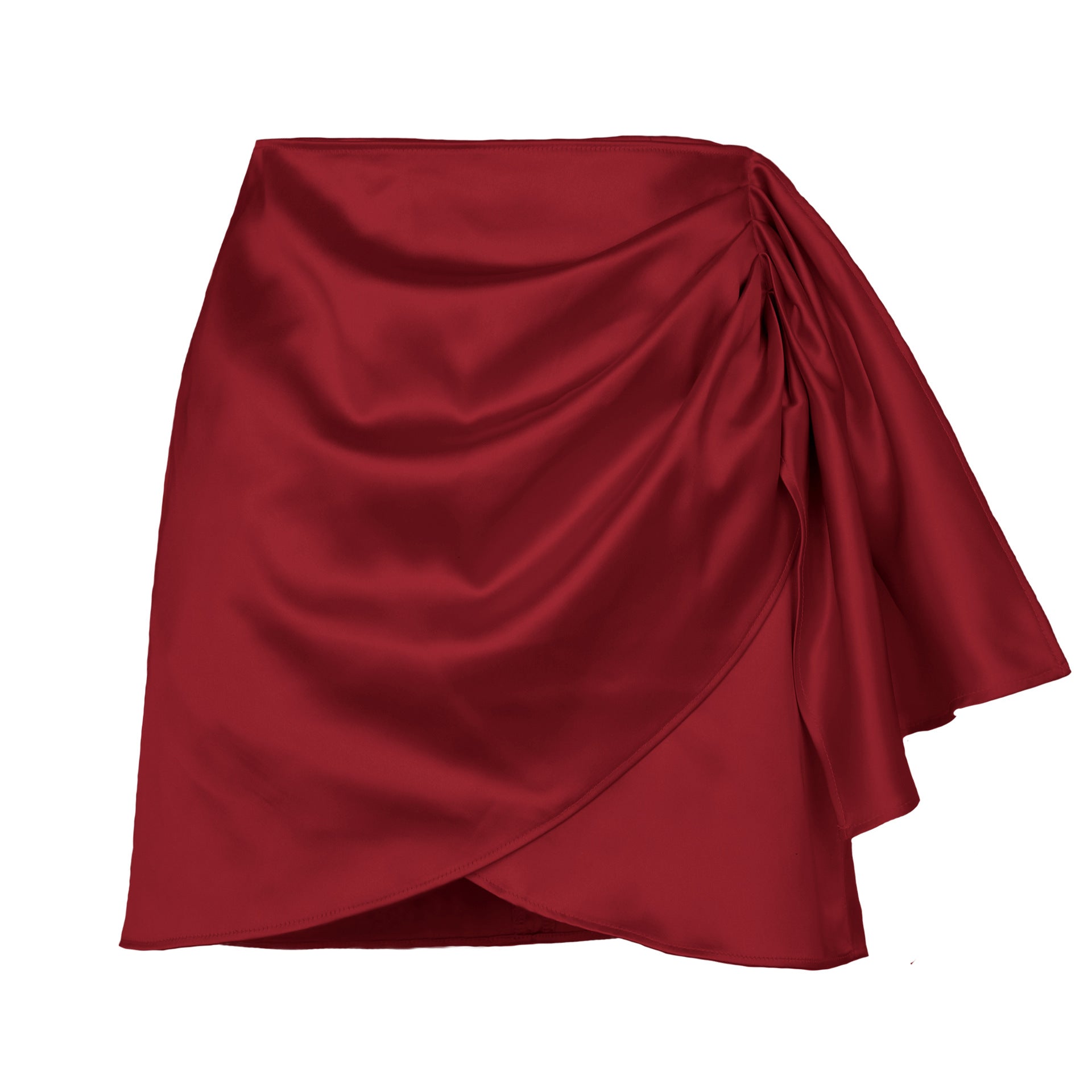 Women's Summer Irregular Zipper Pleated Solid Color Satin Skirts