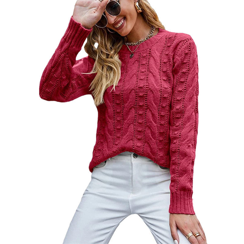 Graceful Women's Long Sleeve Cable-knit Pullover Sweaters