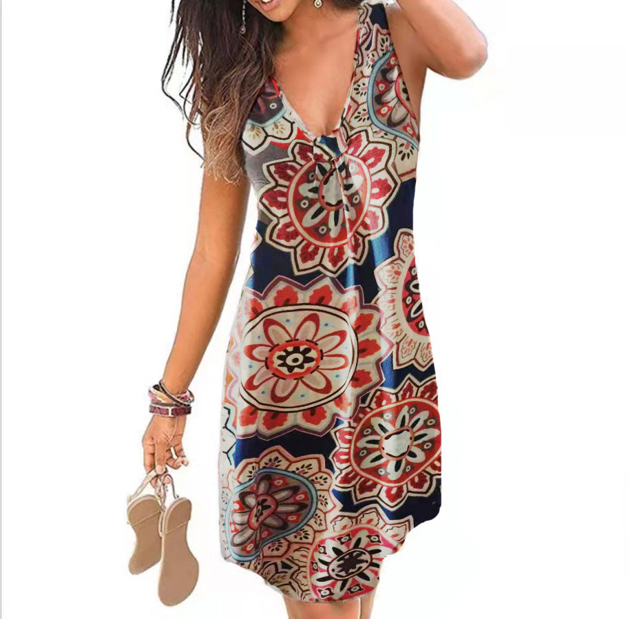 Women's Creative New Sexy V-neck Printed Dresses