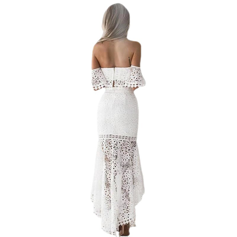 Women's Lace Tube Backless Temperament Pencil Two-piece Skirts