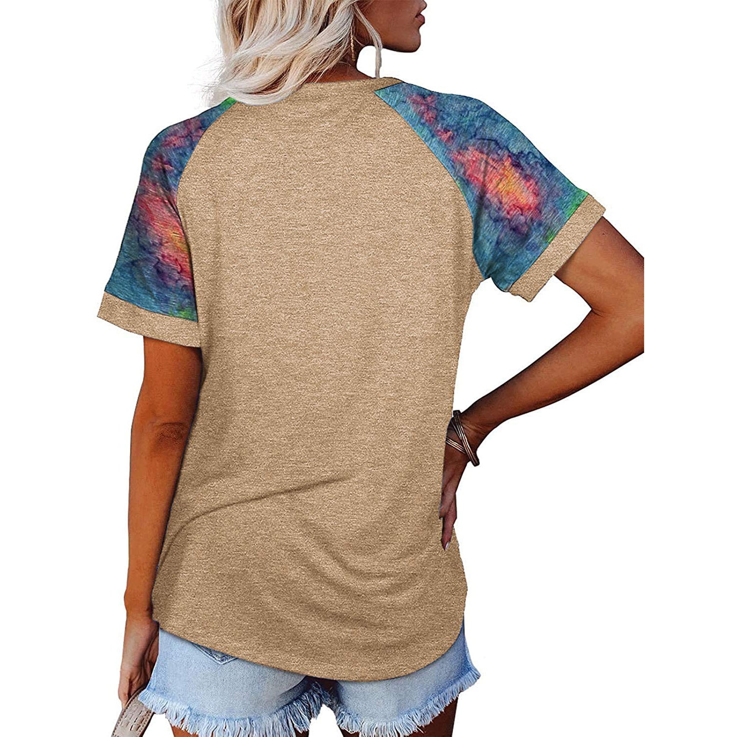 Damen Sommer bedruckte T-Shirt-Blusen mit Rundhalsausschnitt