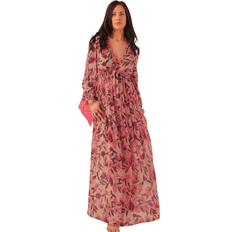 Robe florale d'été pour femmes, Style Simple, robes profondes