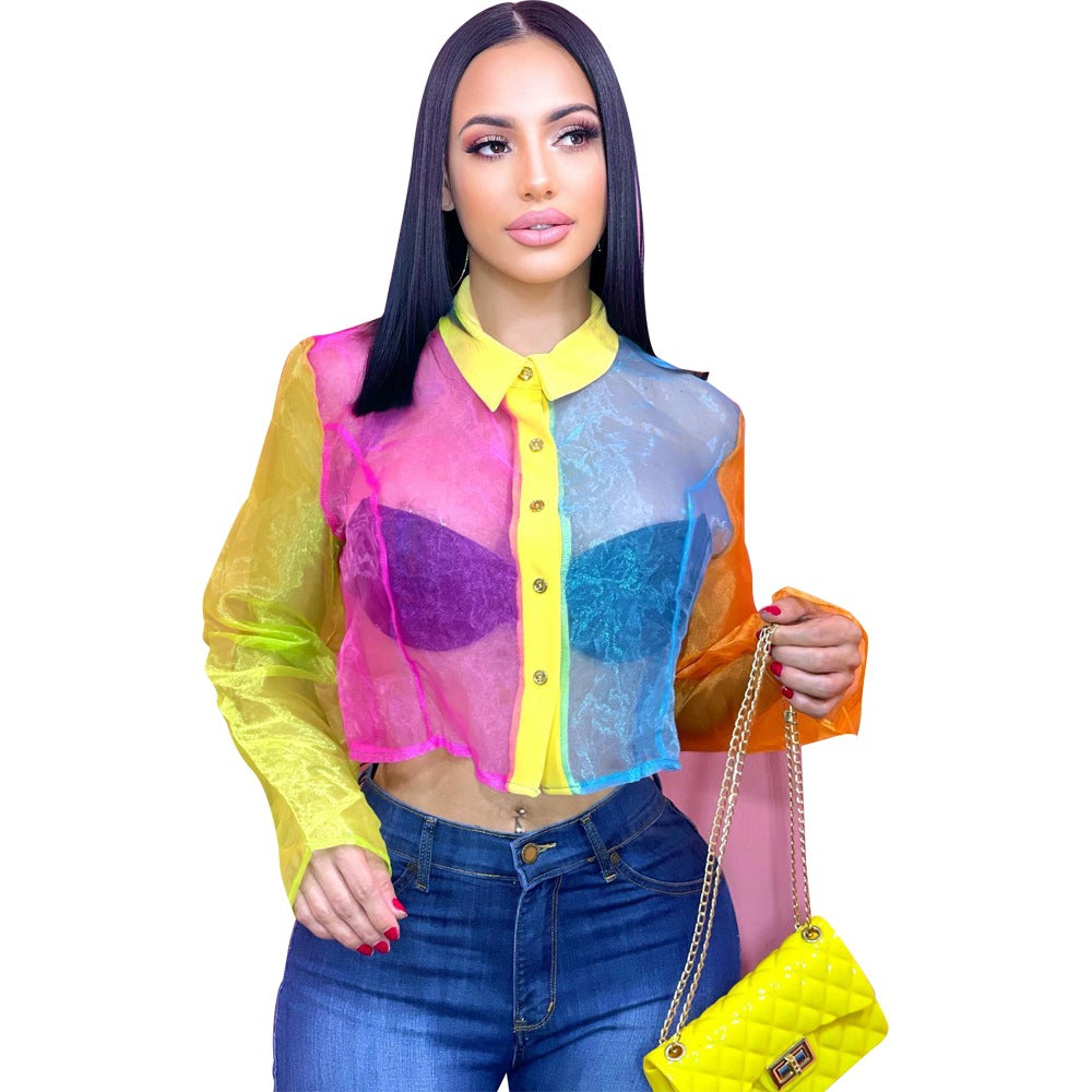 Women's Casual Trendy Color Contrast Sexy Blouses